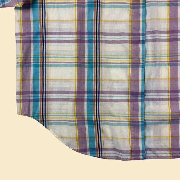 1980s plaid womens blouse, vintage size 16 button down by Picket and Post - Picture 10 of 10